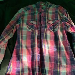 Pink plaid long sleeve shirt